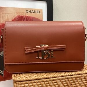 Badgley Mischka Brown Crossbody Bag with Gold Accents